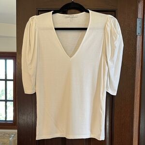FRAME V-Neck Puff Sleeve Shirt
